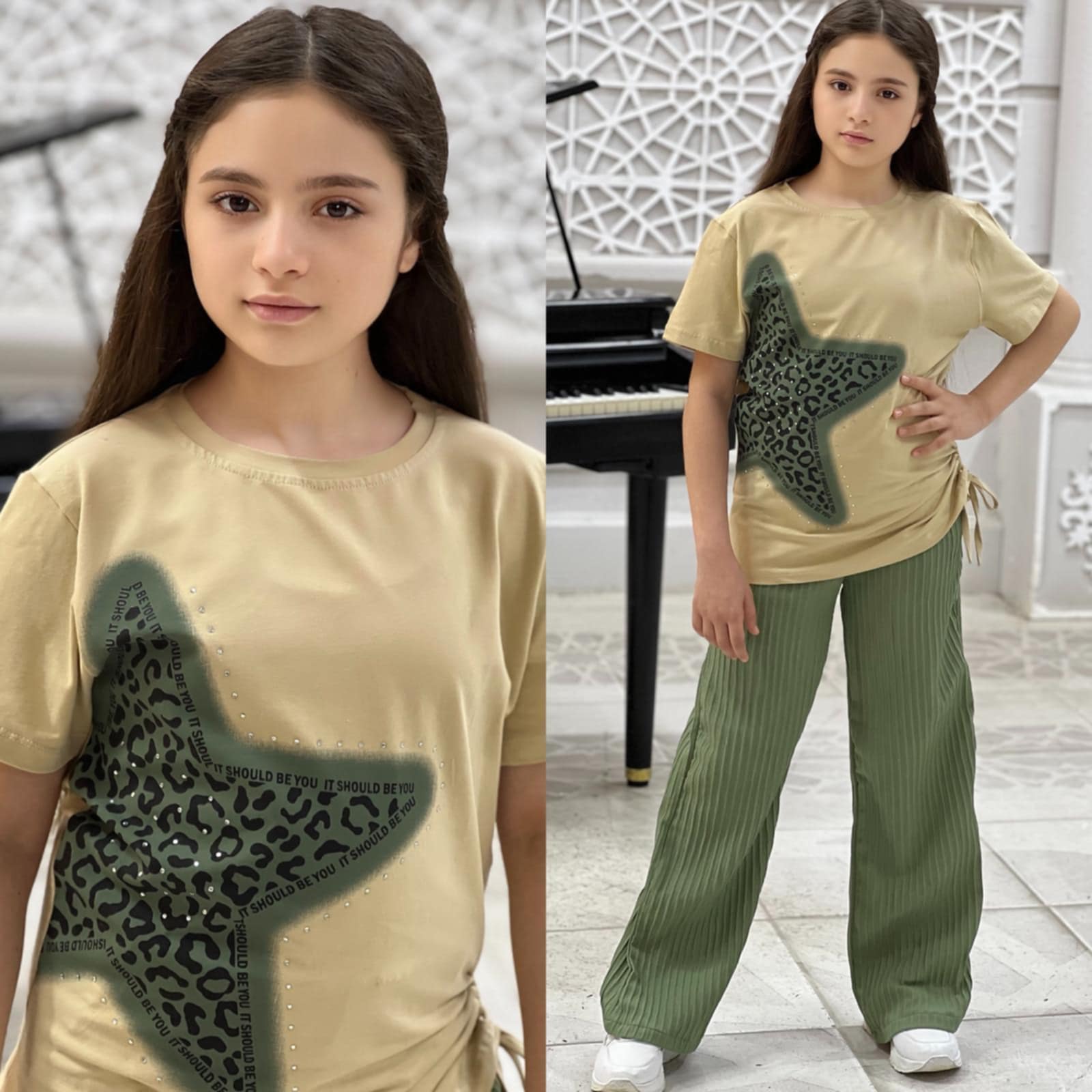 Ensemble Nedjma vert kaki