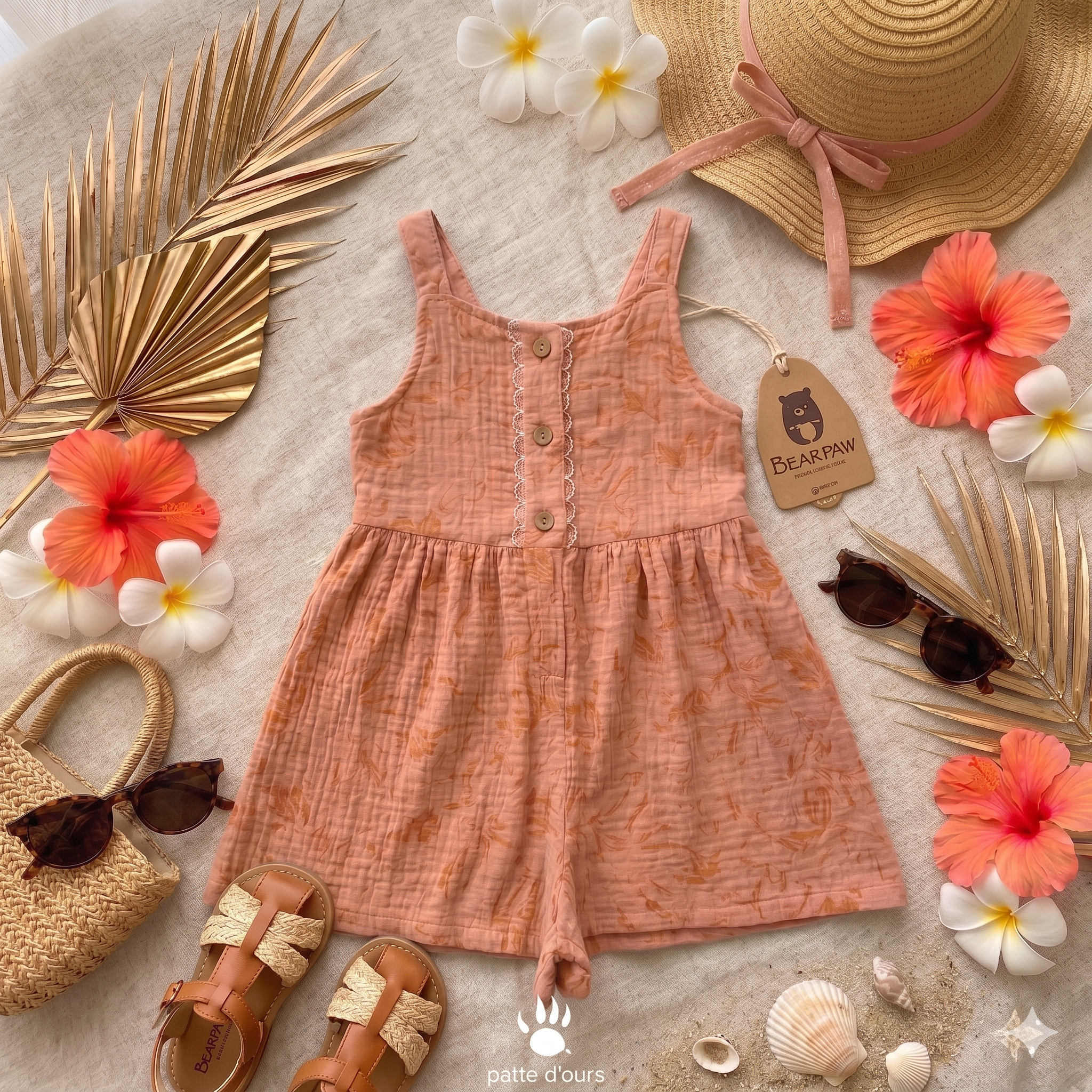Combi short Saumon avec chapeau