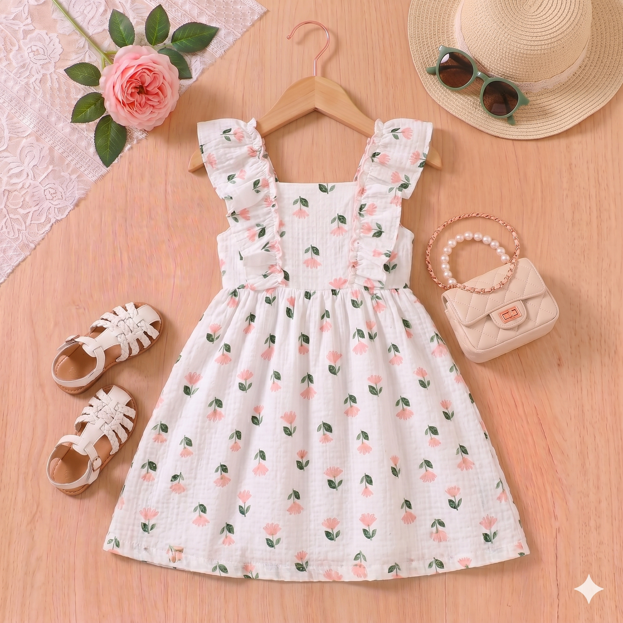 Robe avec des lunettes de soleil