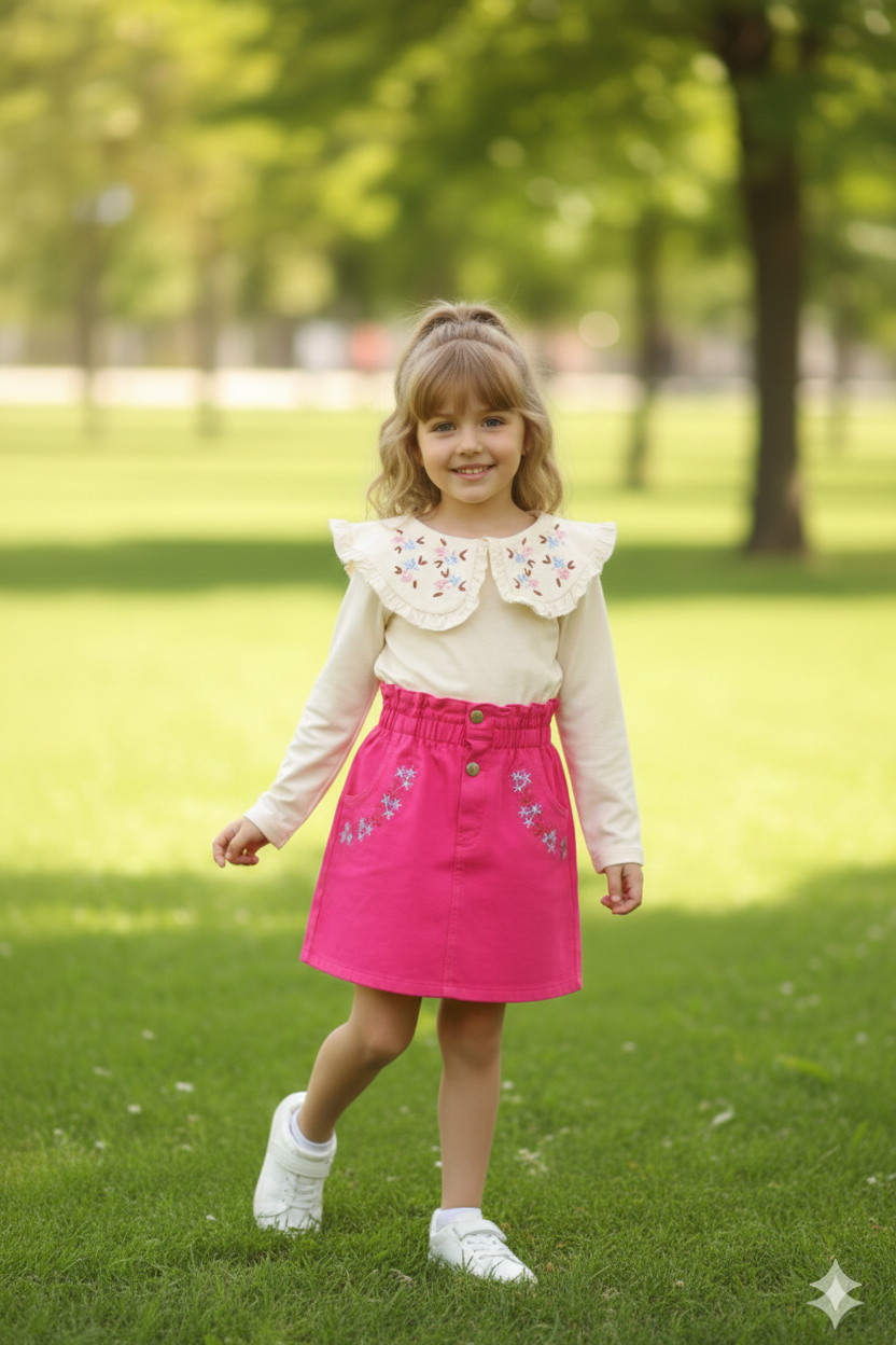 Ensemble Fleur de Coton fushia