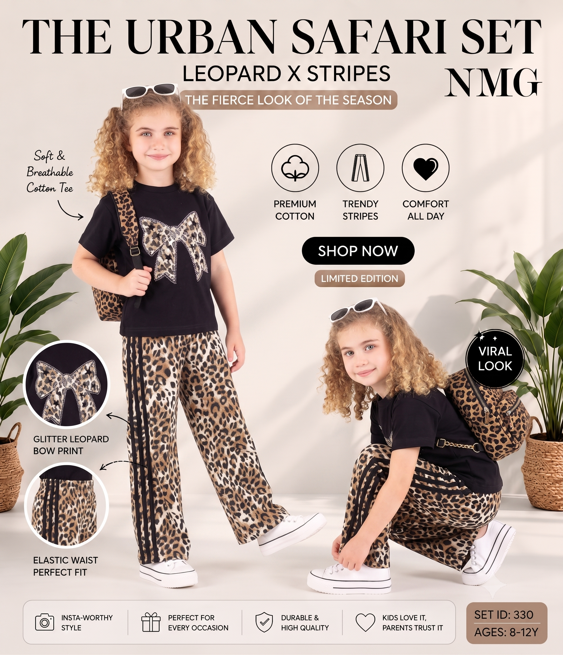 Ensemble Léopard papillon Noir
