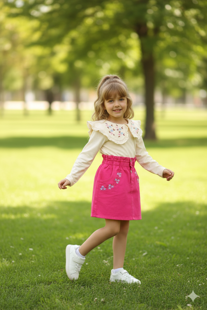 Ensemble Fleur de Coton fushia