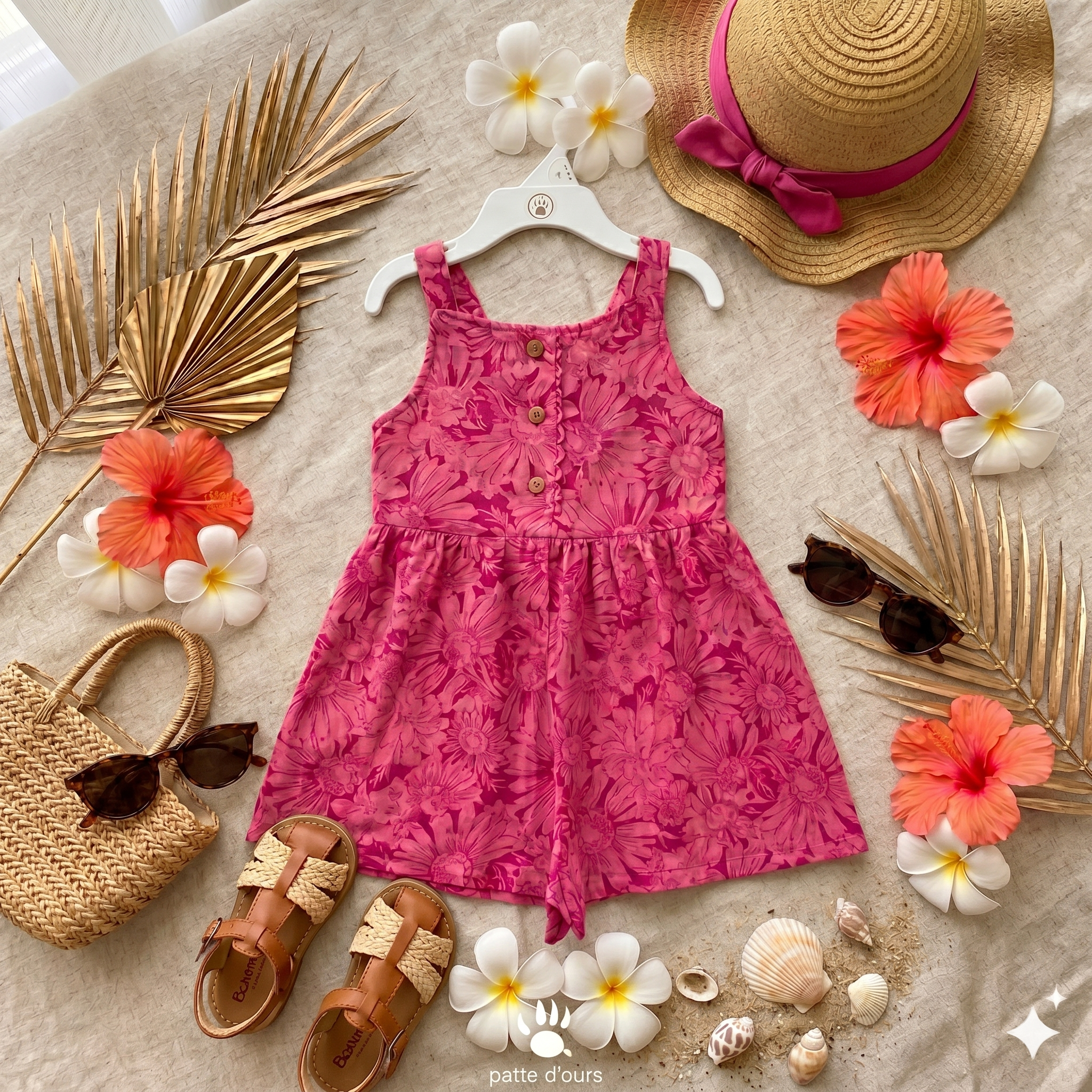 Combi short Fushia avec chapeau