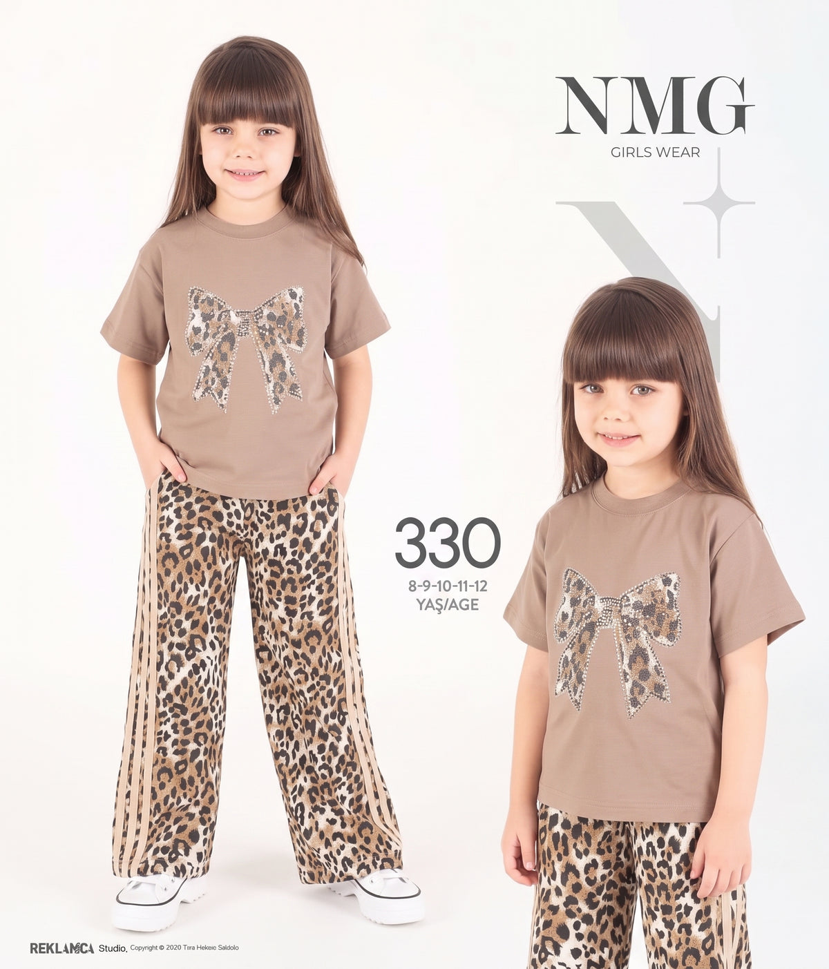 Ensemble Léopard papillon marron